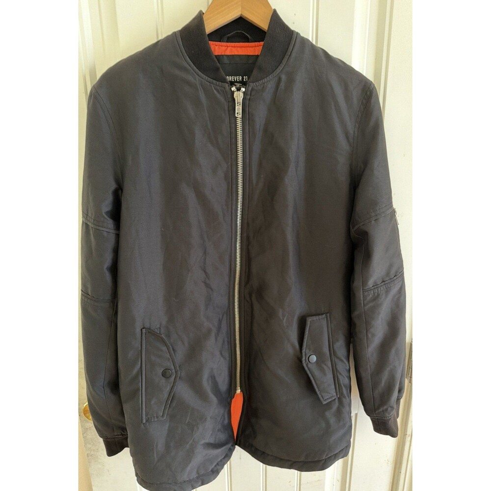 Forever 21 Men’s Bomber Jacket Size S Black Long